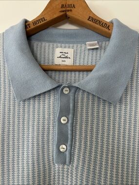 Max 'n Chester Knits Polo Shirt Sz XXL w MEASUREMENTS Lite Blue, White
